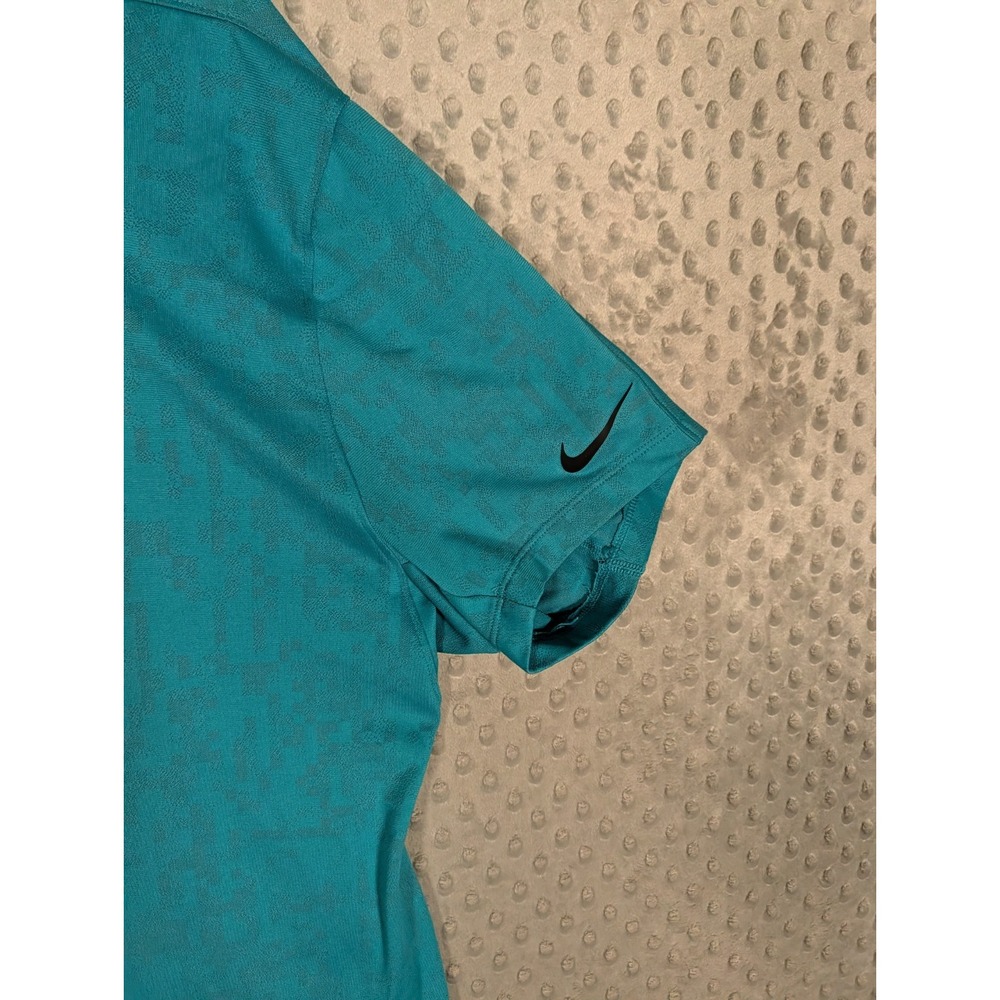 Tiger Woods Collection Nike Dri-Fit Polo Shirt Men's Large Teal Geo Jacquard - Picture 3 of 13